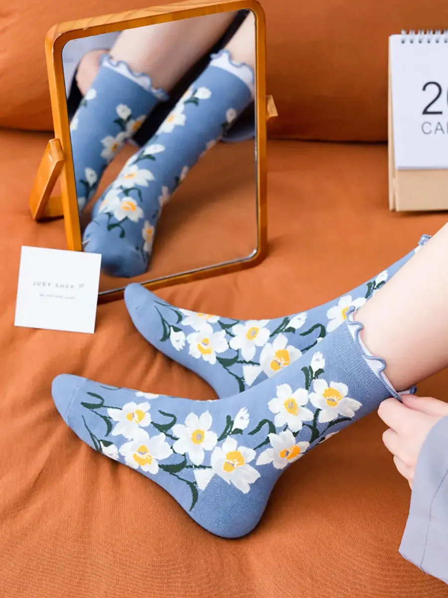 Women Flower Artsy Lacework Socks