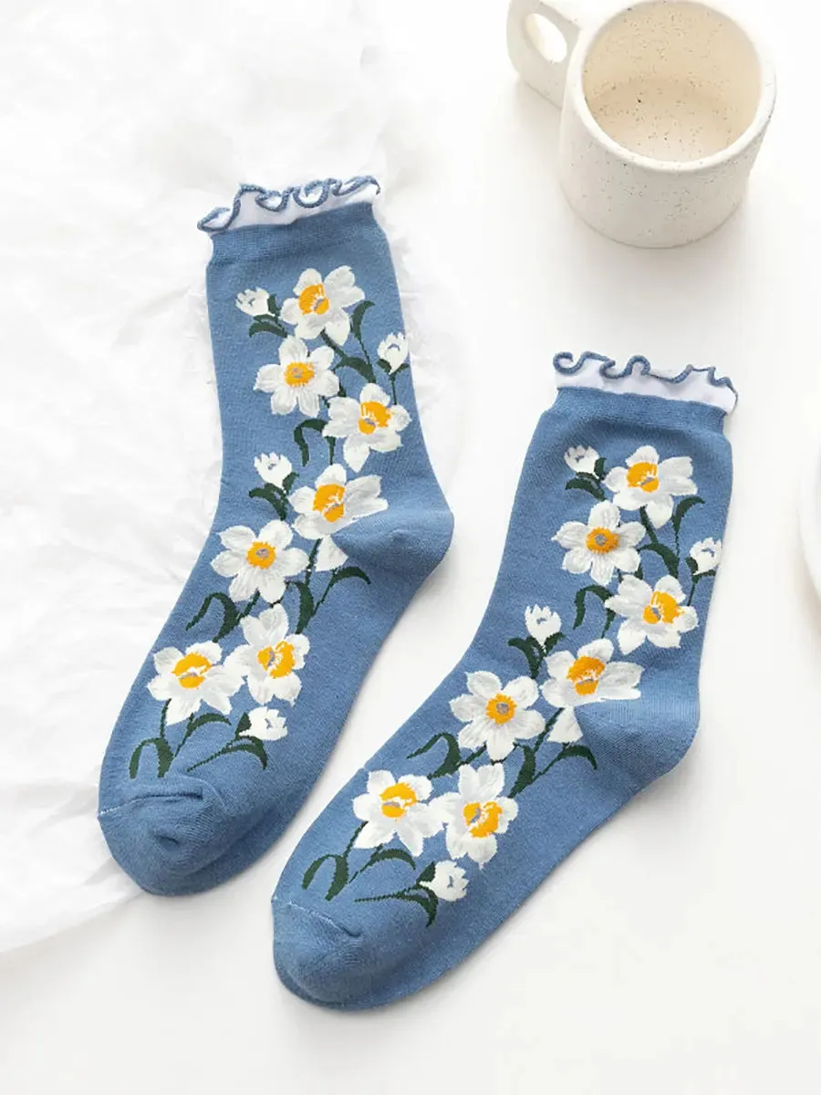 Women Flower Artsy Lacework Socks