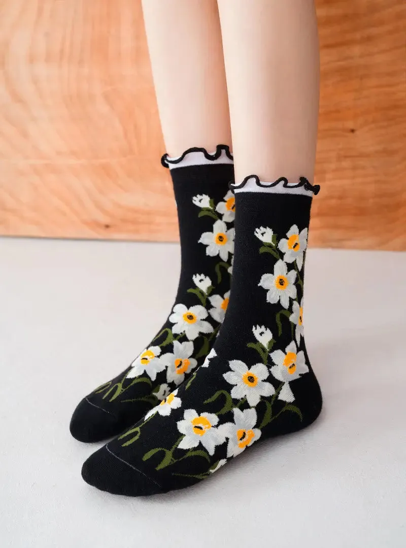 Women Flower Artsy Lacework Socks