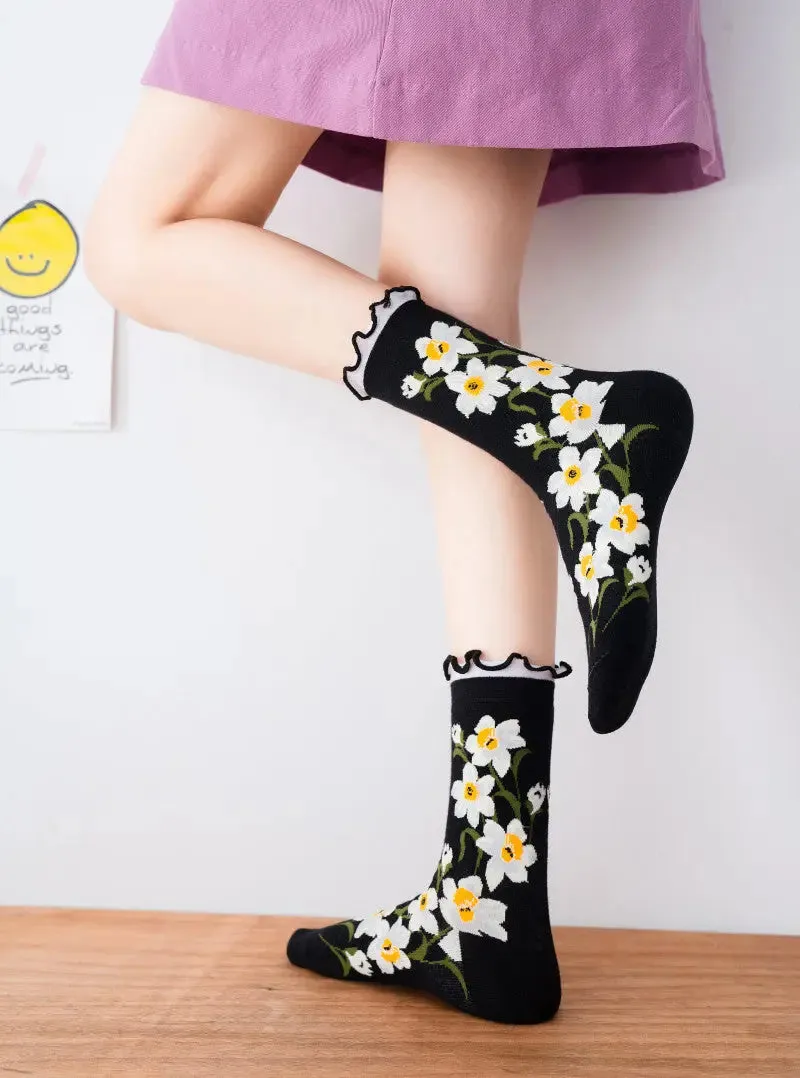 Women Flower Artsy Lacework Socks
