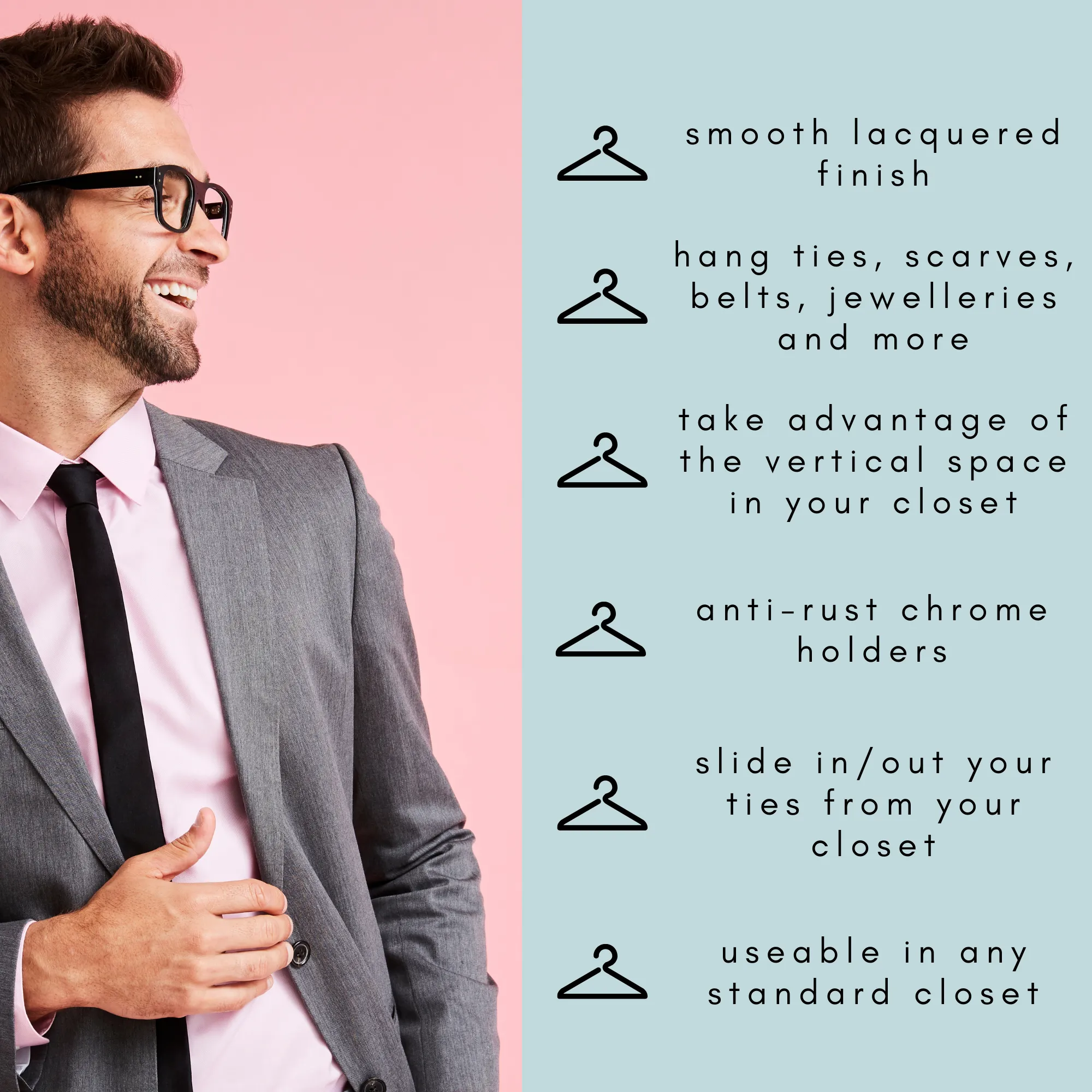 Wood Tie Hanger with 20 Holders (Natural)